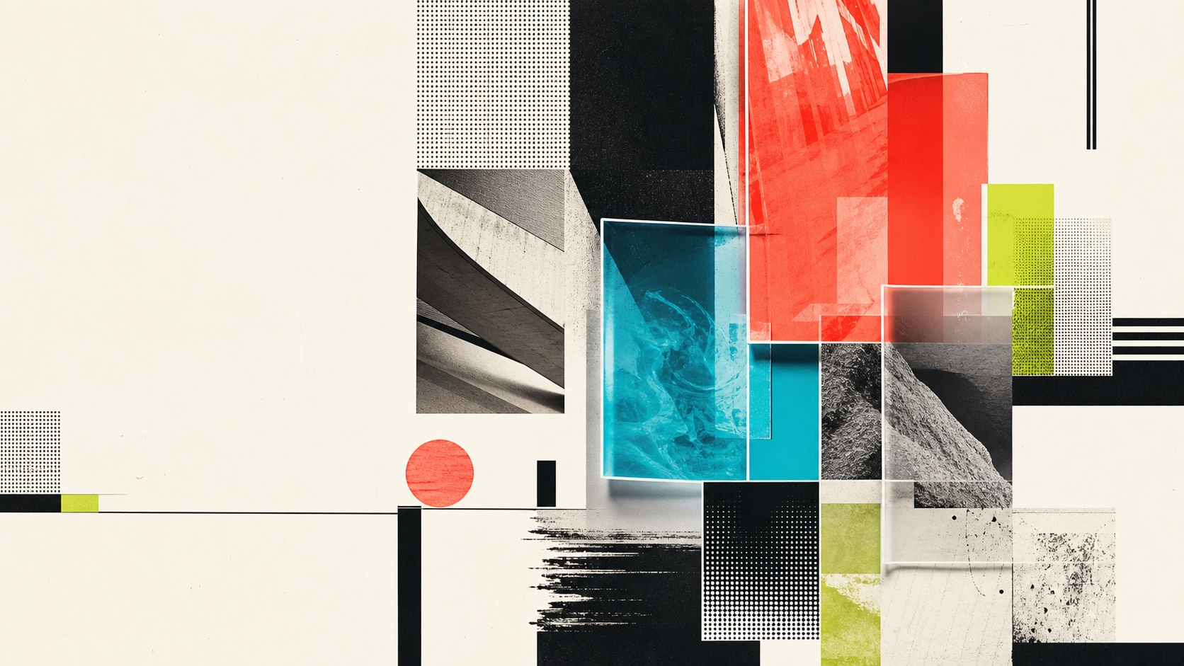 Abstract editorial collage in the MEDIA CRAFT visual language